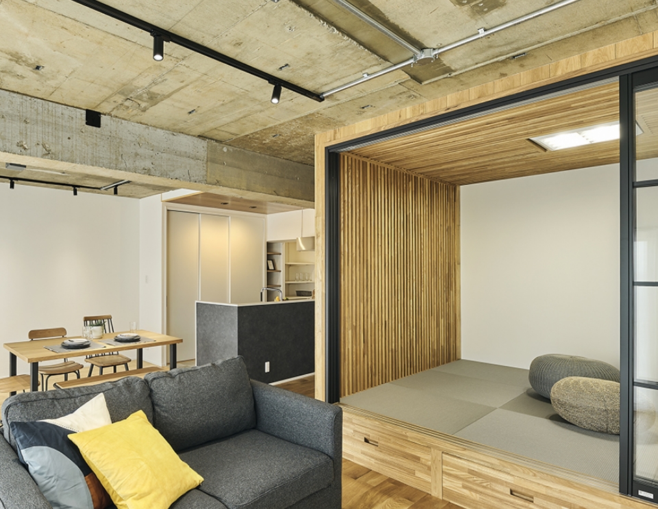 土間スペースとリビンク