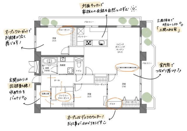 広々土間から回遊できるファミクロ