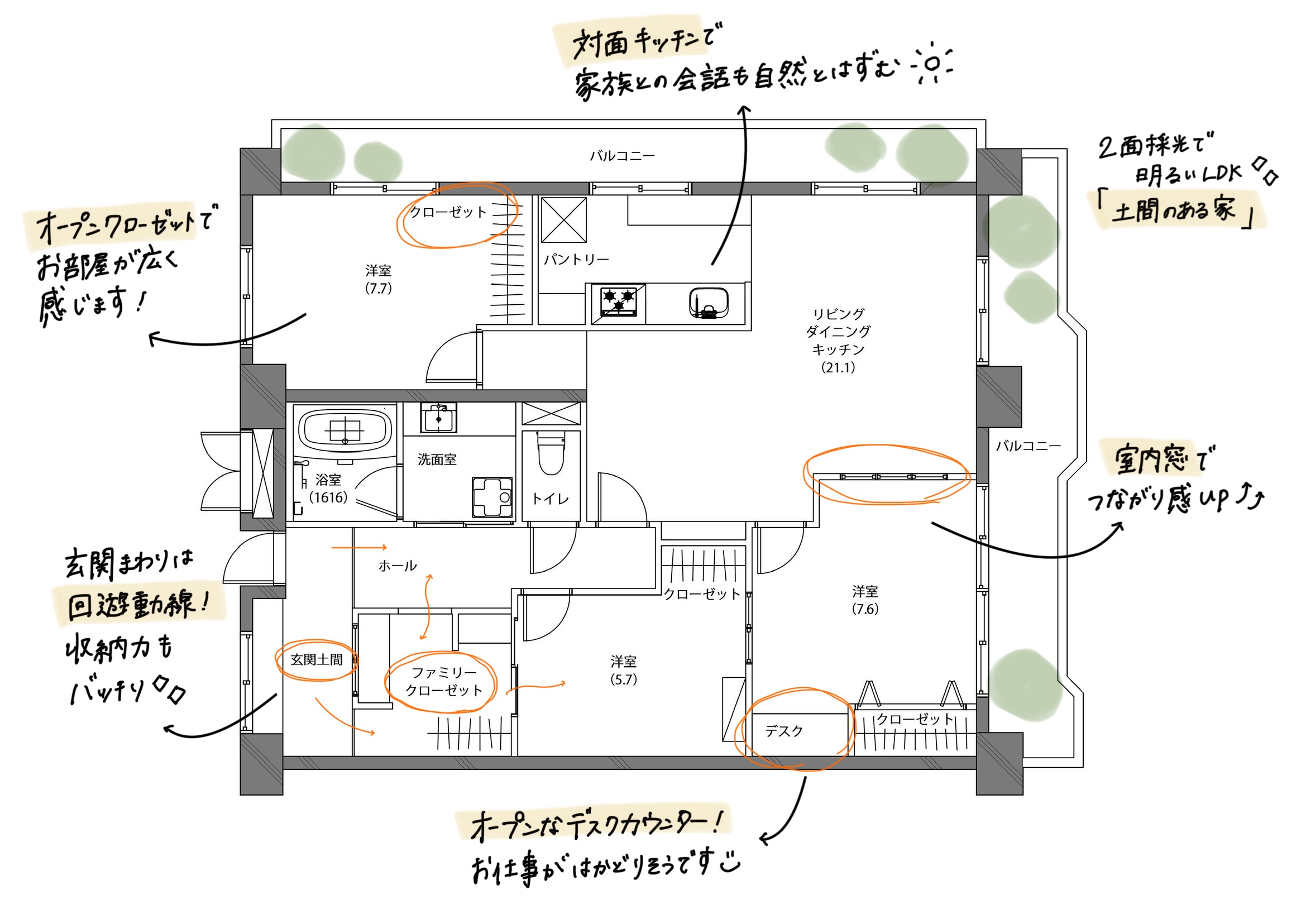 広々土間から回遊できるファミクロ